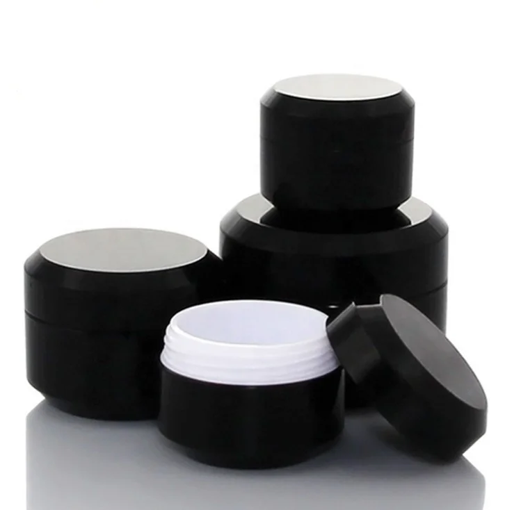 Оптовая продажа, контейнер 5 г, 5 мл, 10 мл, 15 г, 30 г, 1 унция, пластиковая пустая черная косметическая банка для УФ-геля для ногтей