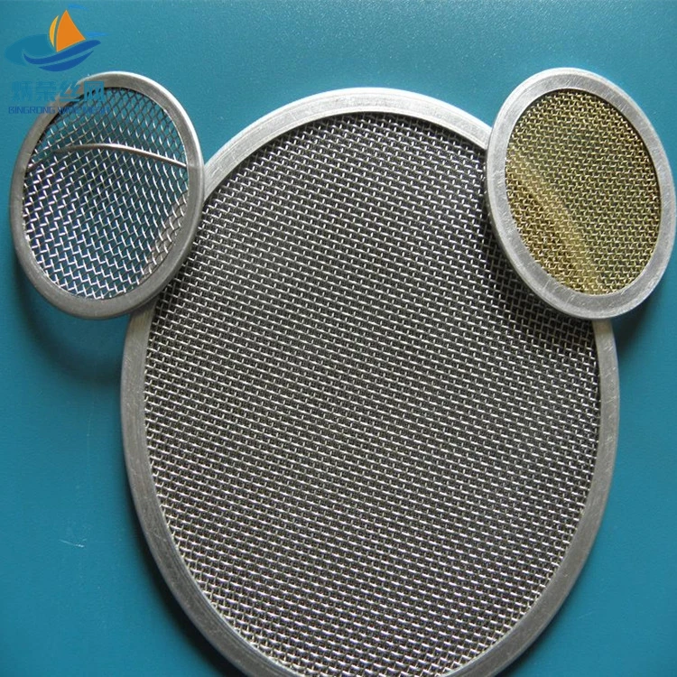 60-120 mesh stainless steel filter screen disc / copper or aluminum edge wire filter screen