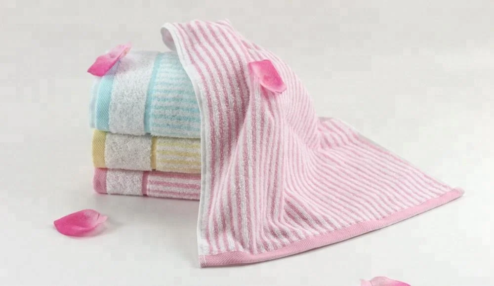 Pure 100% Cotton Yarn Dye Jacquard Stripe Hand Towel Soft colorful Washcloth