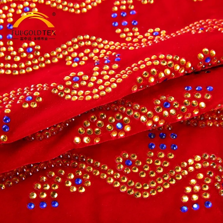 Самая популярная индийская Женская одежда с кристаллами и стразами, красное бархатное платье, ткань с вышивкой Дубая