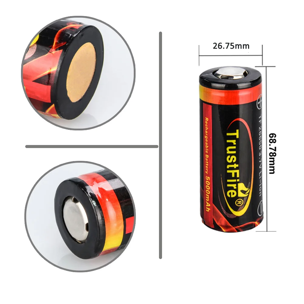 TrustFire Эволюция литий-ионной батареи 26650 с зарядным портом Micro-USB