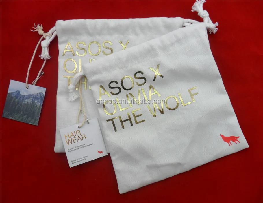 Cotton Canvas Drawstring Bag Small Gift Packaging Pouch Custom Print Jewelry Drawstring Bags