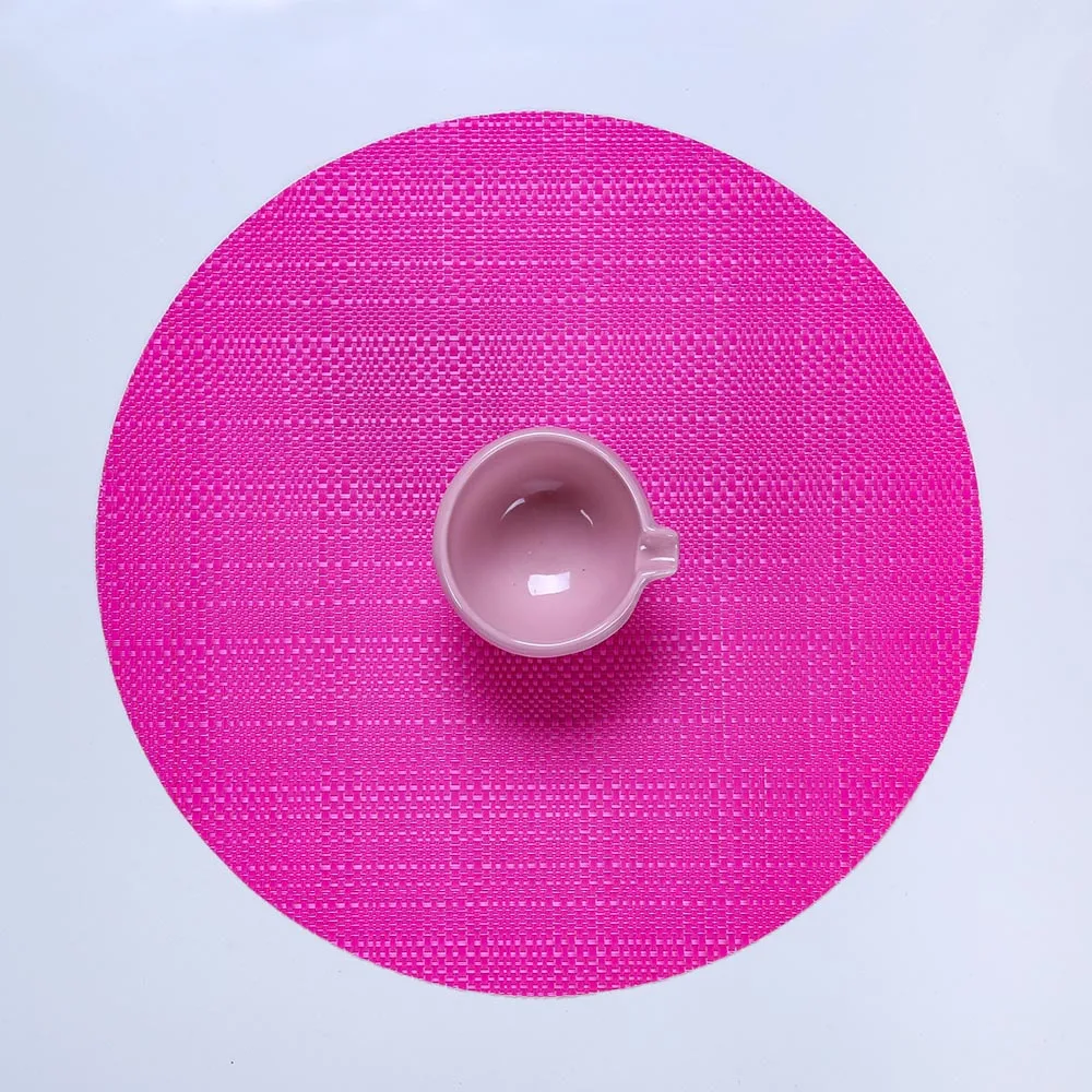 Fashion design OEM welcome best price outdoor dishwasher safe wholesale pvc table plate mats vinyl fabric placemat round