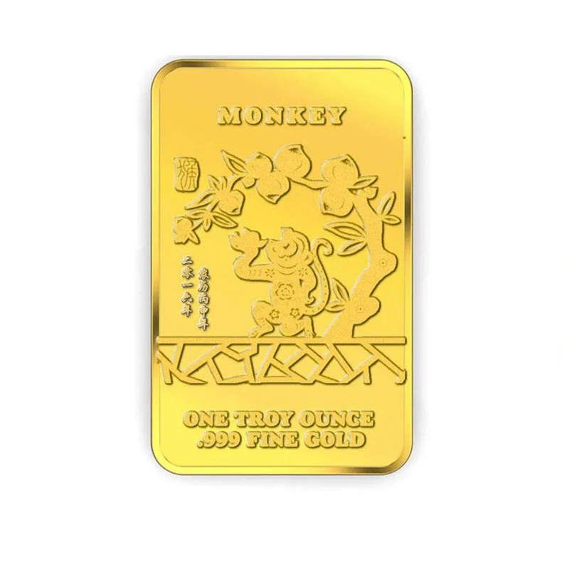 china suppliers new year personalised novelty commemorative double die zinc alloy metal gold clad metal ingot