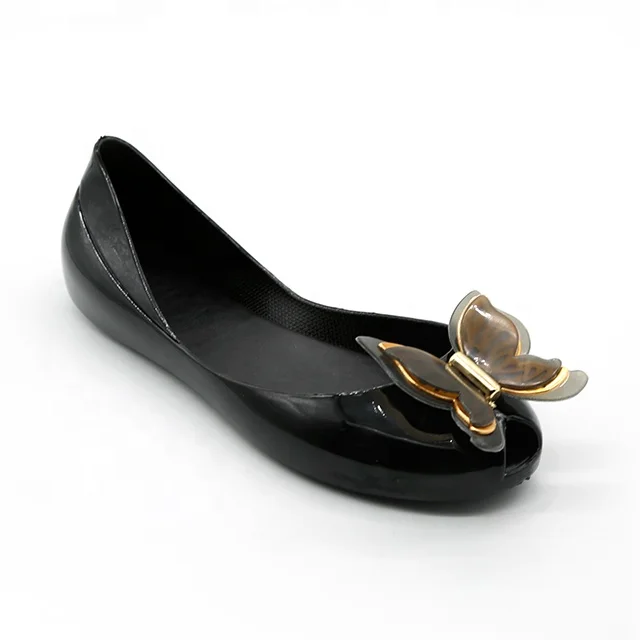 Beautiful Beach Red Bowknot Flat PVC Ladies Jelly Shoes