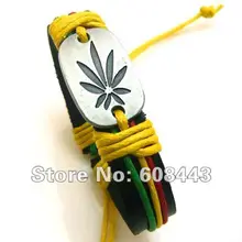 Wholesale Genuine Leather Metal Unisex Men’s & Lady’s Love Fashion For Women Bracelet Bangle lucky leaf men