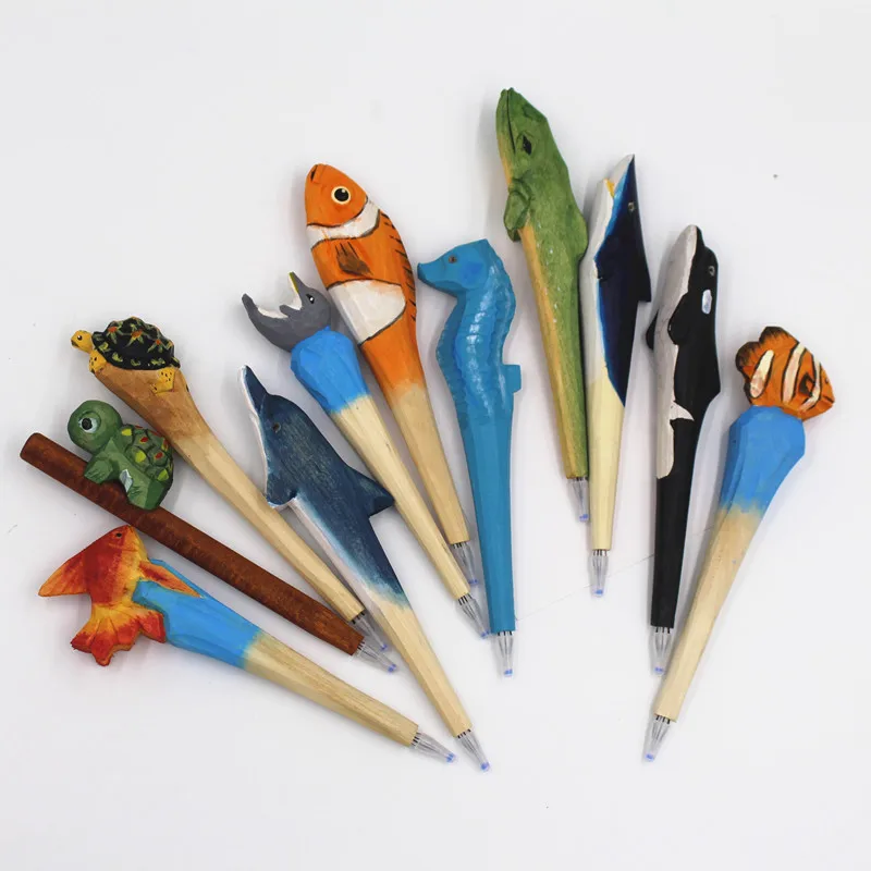Promotional 0.5/0.38mm Animal Gel Pen Kits DIY Handmade Wooden Engrave Pen Refill Accessories for Wood Craft Pens