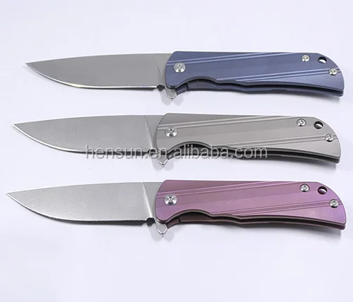 high quality handmade D2 blade folding pocket knife with Titanium handle manufacturer