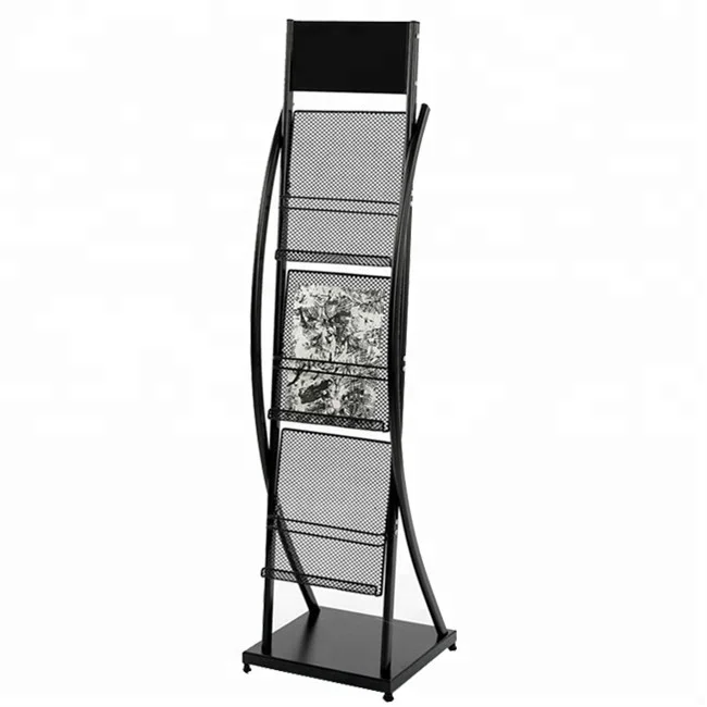 
Floor standing metal magazine display stand 