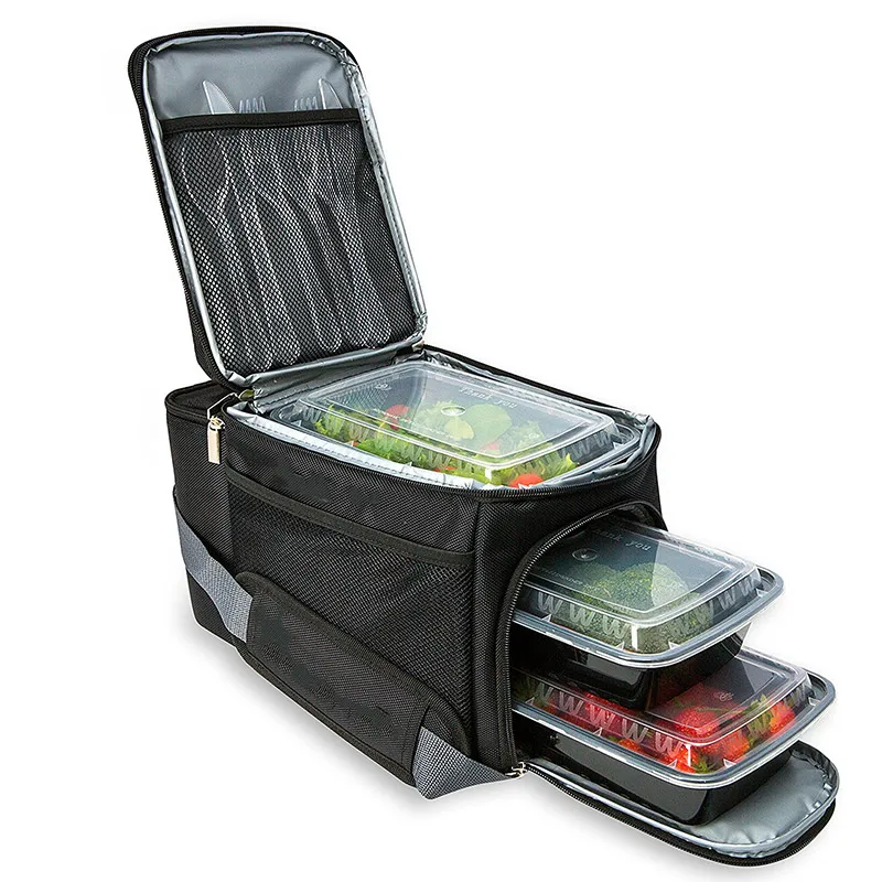 
Fitness Meal Prep Bag management Insulated with Containers gym food cooler bag lunch box 