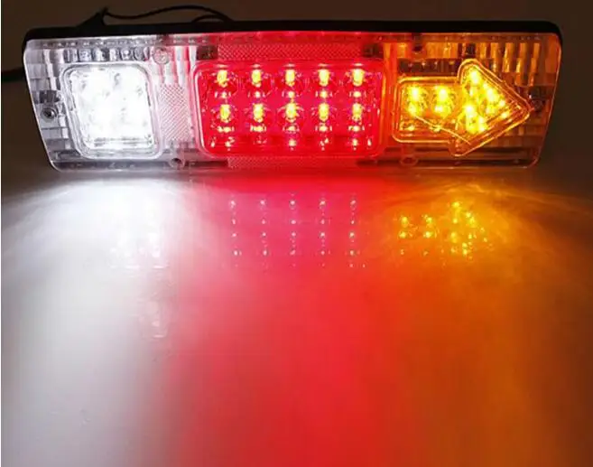 2pcs 24V Waterproof 19 ATV Trailer Truck LED Tail Light Lamp Car-TraileCar-Trailer Taillight Reversing Running Brake Turn Lights