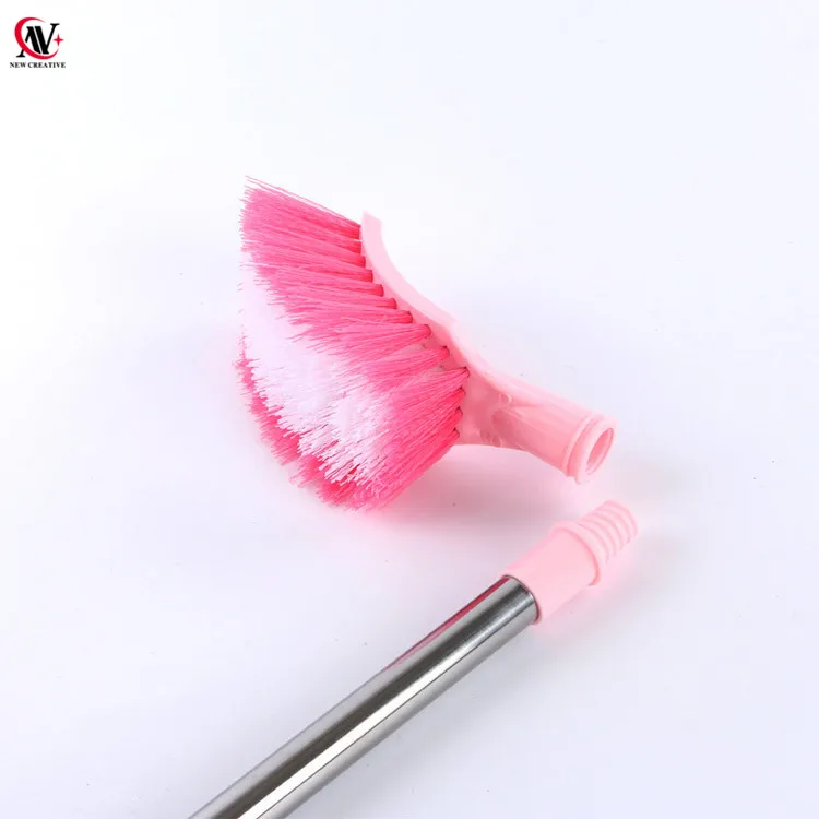 plastic rectangle toilet brush cleaning brush with long stainless steel handle