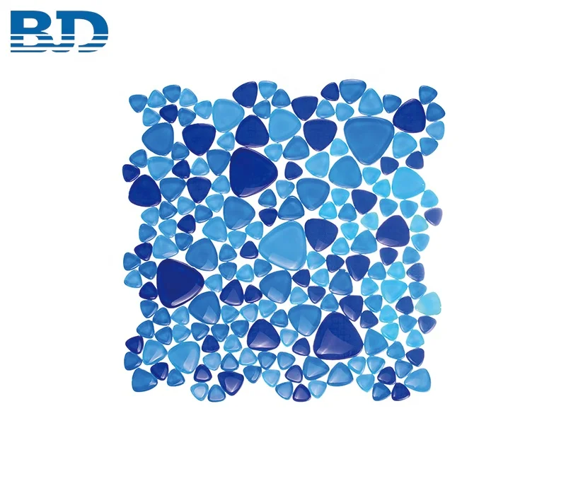 Blue Glass Pebble Mosaic for Swimming Pool Pebble
