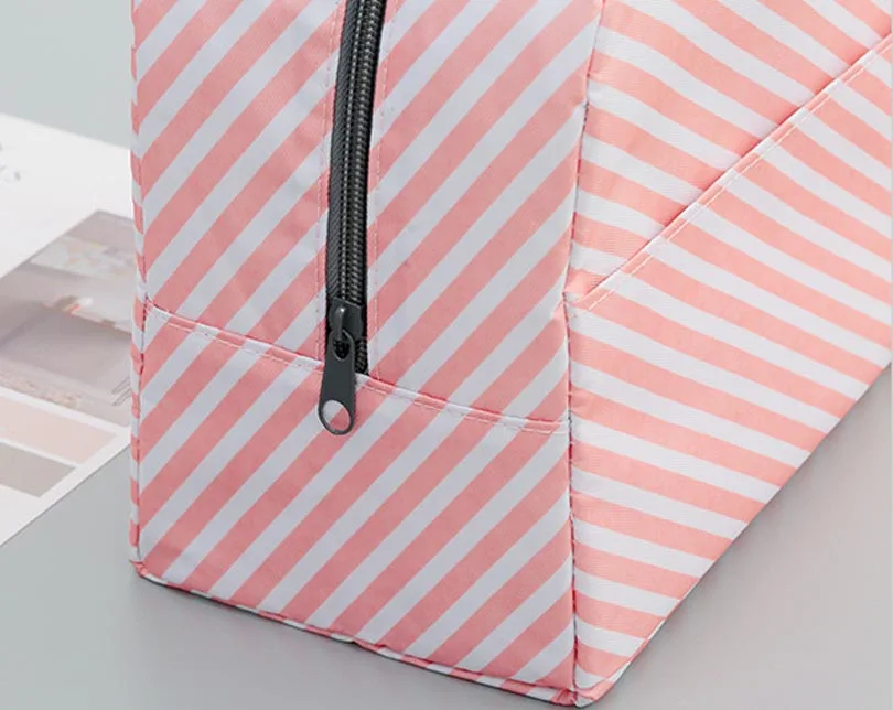 Audit BSCI Pattern Lunch Box Portable Insulated Canvas Thermal Food Picnic Lunch Bags for Women Kids Portable Cooler Bag