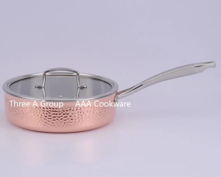 Luxury Hammer Finished Tri-ply Copper Saute pan with lid