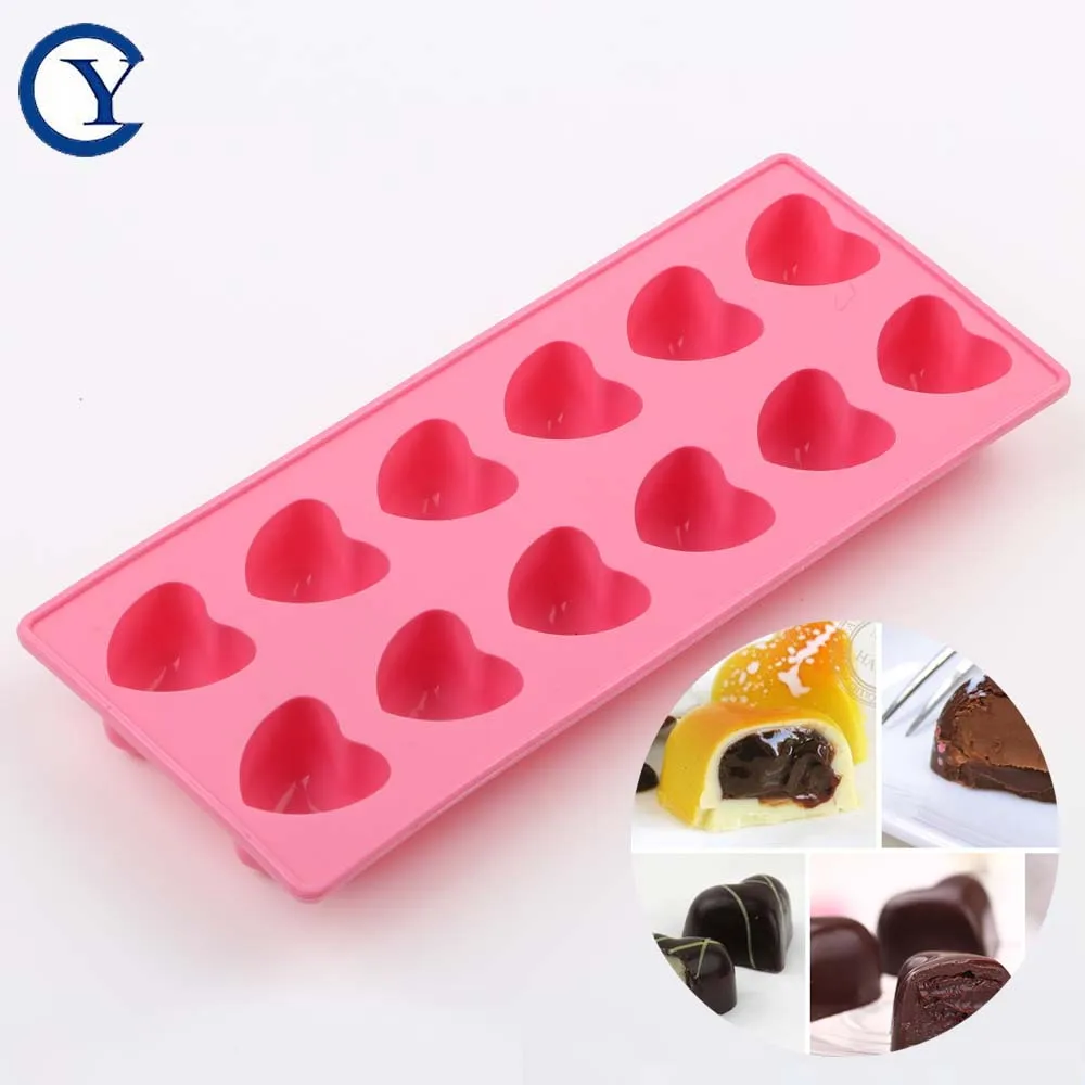 Custom Silicone Chocolate Heart Shape Candy Mold silicon chocolates cake making mold ice block cube tray