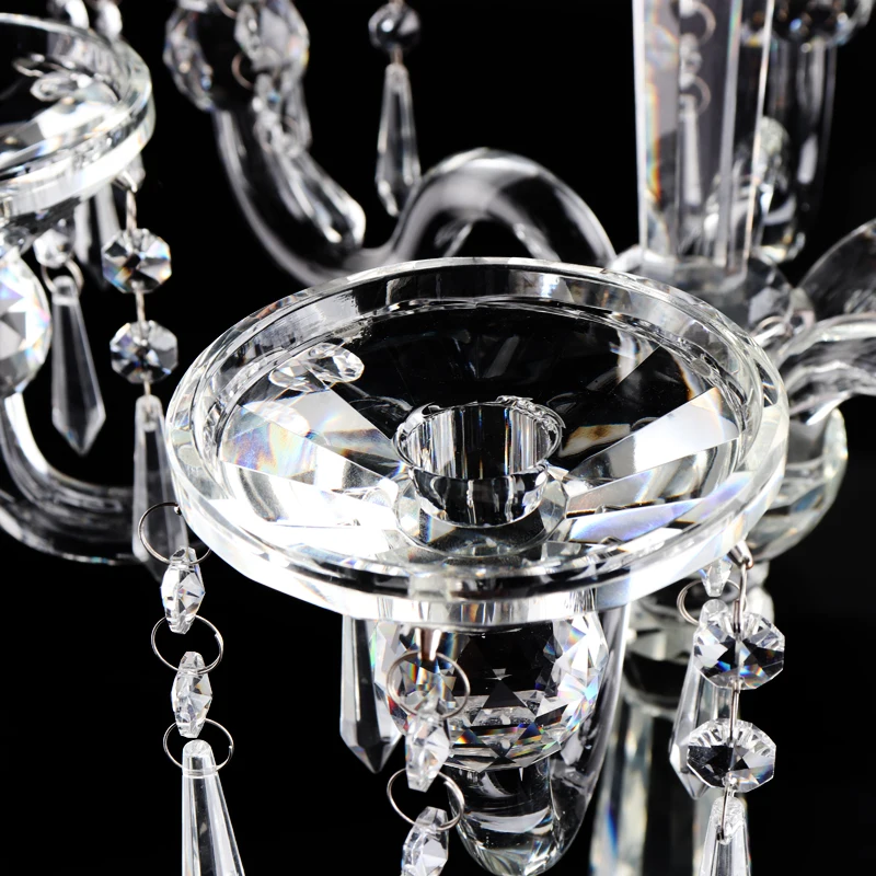 Современный Высококачественный Настольный стеклянный подсвечник с 7 держателями, Хрустальный подсвечник для празднования свадьбы