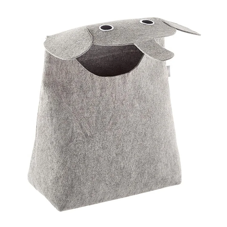 2019 Huafeng trending felt storage organizer basket elephant felt toy basket laundry basket