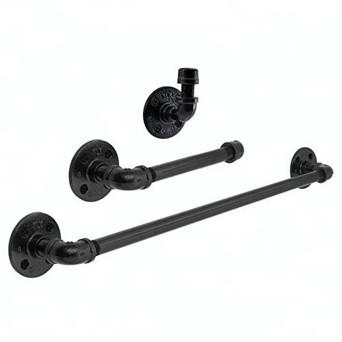 
Industrial Pipe Bathroom Hardware Kit Hook Toilet Paper Holder Towel Bar 