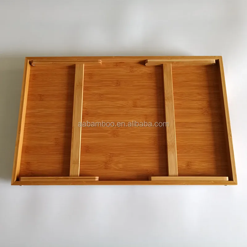 Bamboo wood foldable food tray breakfast table serving bed tray study laptop bed serving tray with legs