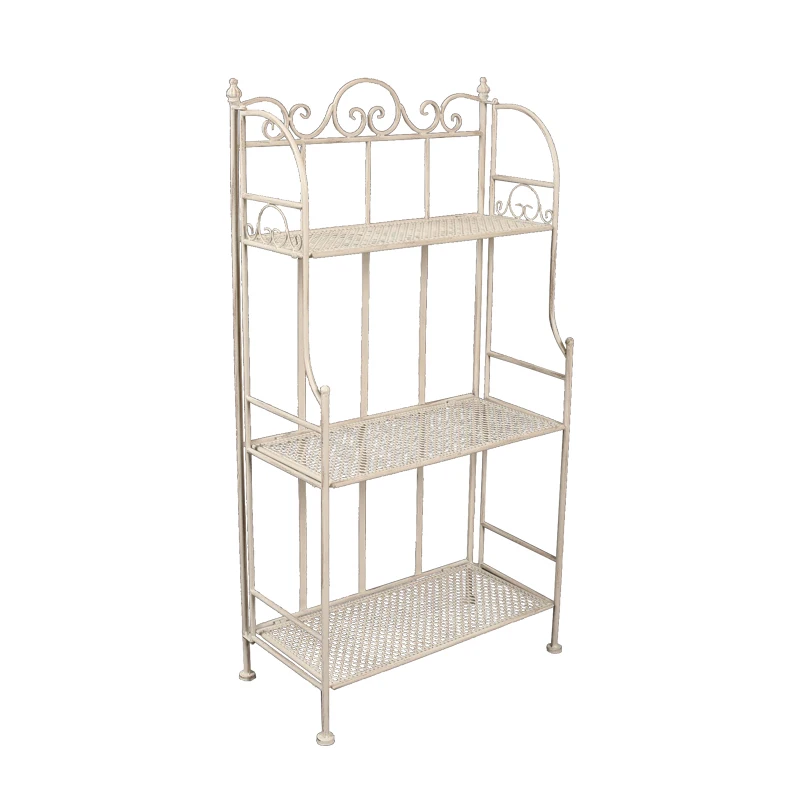 Metal 3-Layer Flower Shelf Rack Wrought Iron Plant Stand Shelf Rack