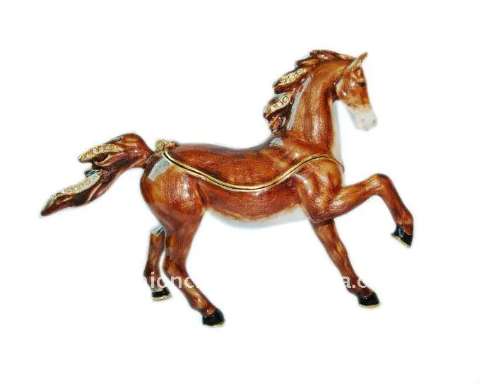 Arabic Horse metal enamel bejewelled jeweled box  for wedding gift use