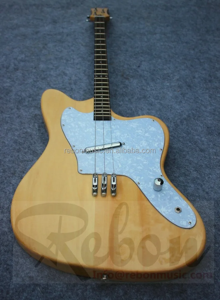 Weifang Rebon 3 string electric guitar with lipstick pickup in wood colour