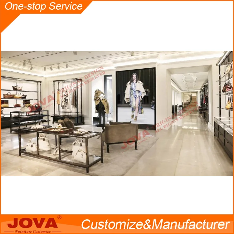 Modern design wood and metal clothes rack shop fitting