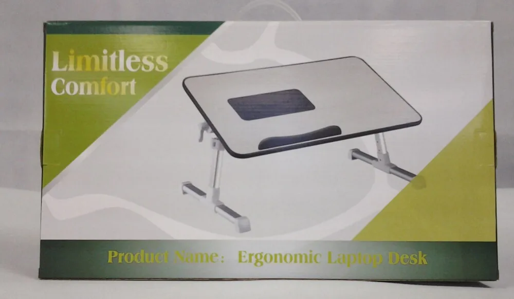 High quality  MDF wppden adjustable portable foldable laptop table with cooling fan on bed sofa