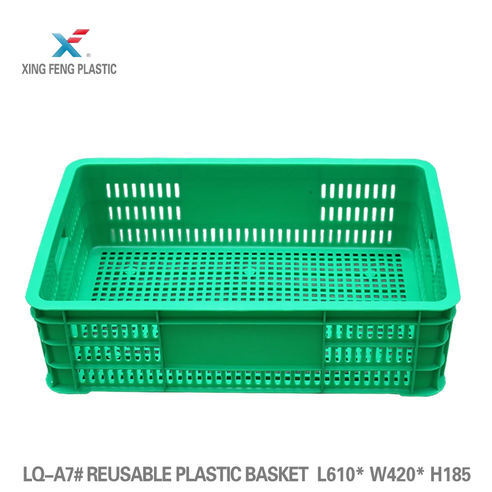 Empty fruit plastic shopping basket used crates for sale 610*420*185mm