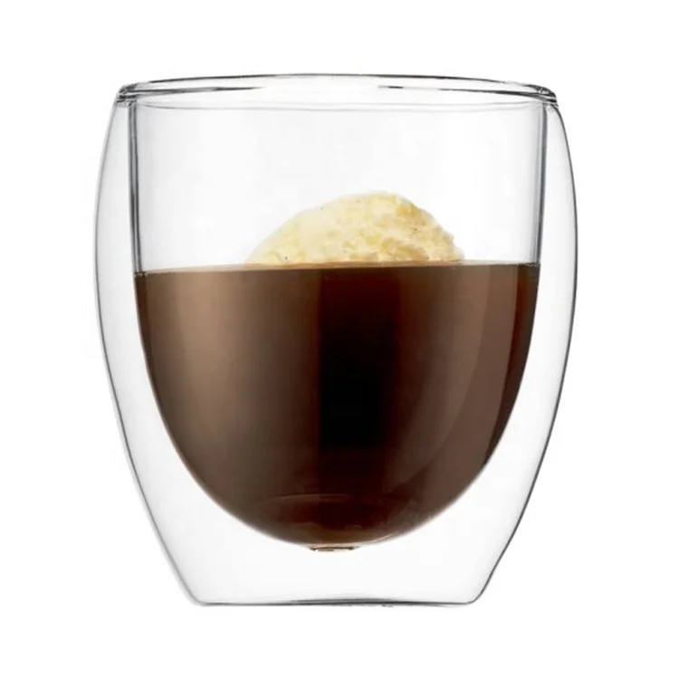 250ml 350ml 450ml Clear Transparent Handmade Bulk Clear High Borosilicate Double Walles Glass Mugs