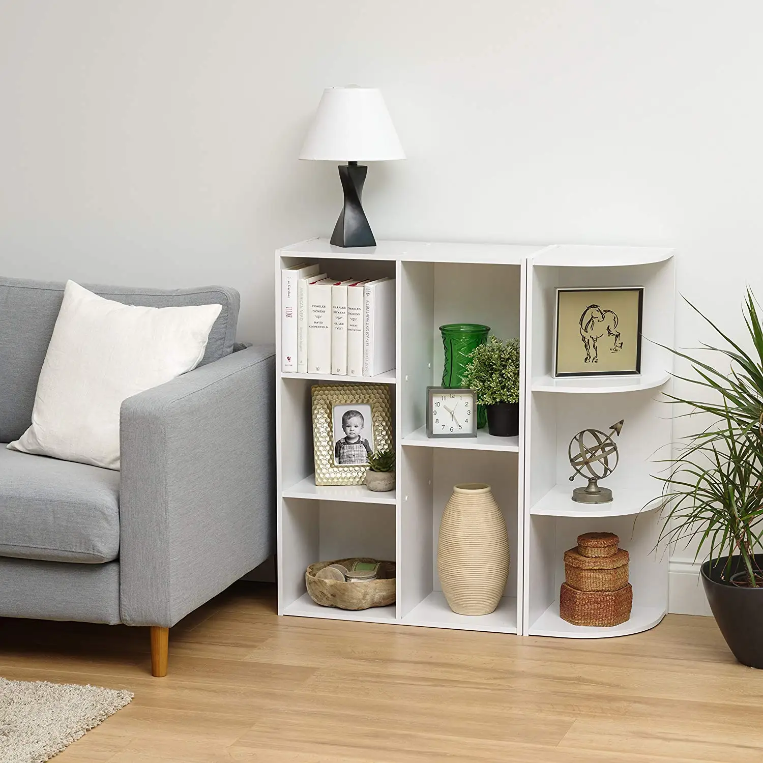 3 Shelf Corner Bookshelf White