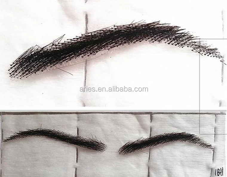 man style 1 pair false eyebrows fake eyebrow sticker 100% human hair hand made nautre looking black eyelash extension