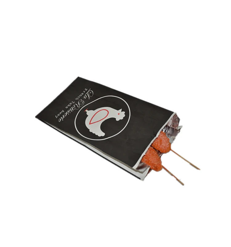 Custom logo printed kraft paper aluminum foil lined paper packaging bag for hot chicken