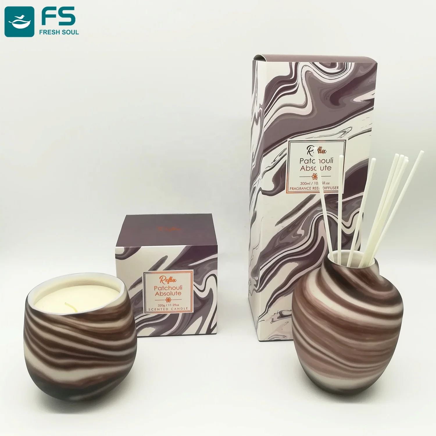 hand made Flow stripes Glass Vessels soy scented wax candle