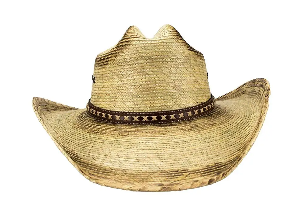 Custom Large Mexican Palm Leaf Cowboy Hat, Sombreros Vaqueros de Palma de Hombre, Flex Fit (Burnt Stain)