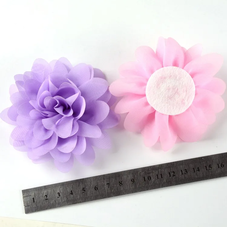 Factory sell 10cm laser cut chiffon fabric flowers