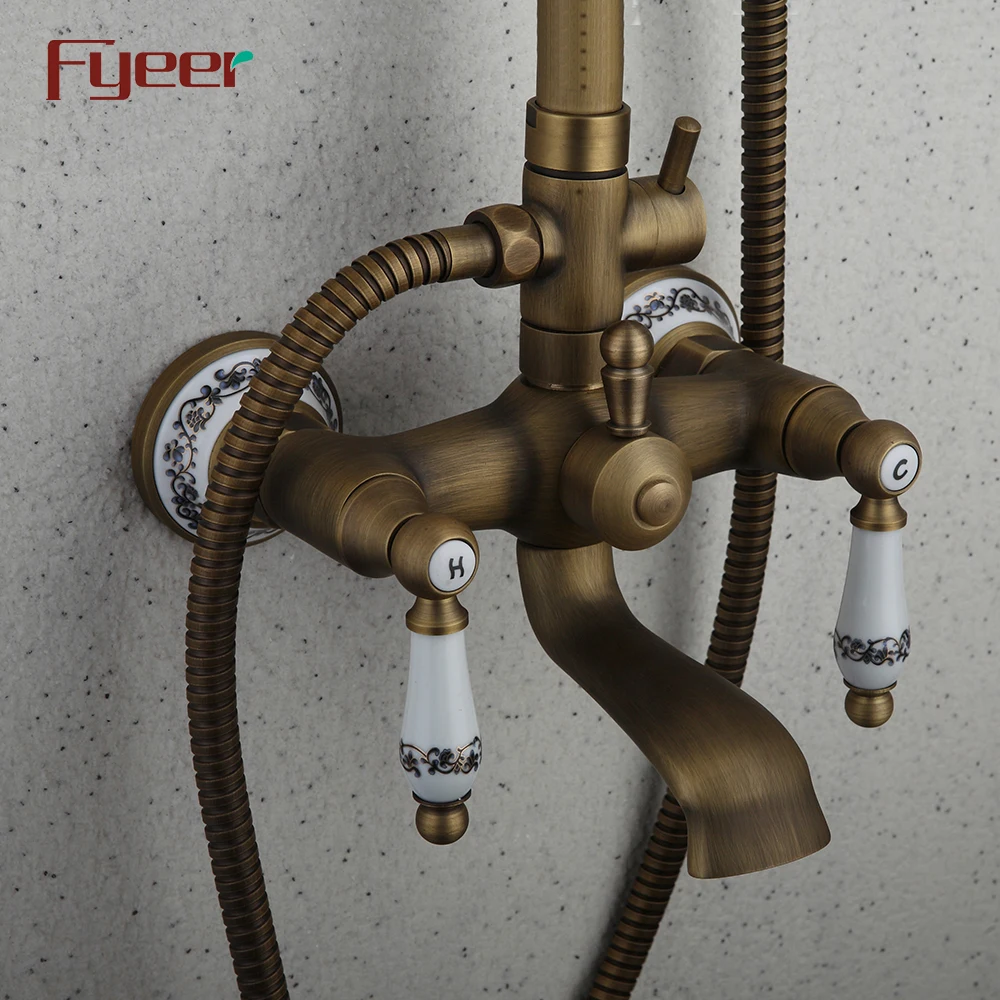 Fyeer Exposed Shower Bathroom Antique Bath Shower Set