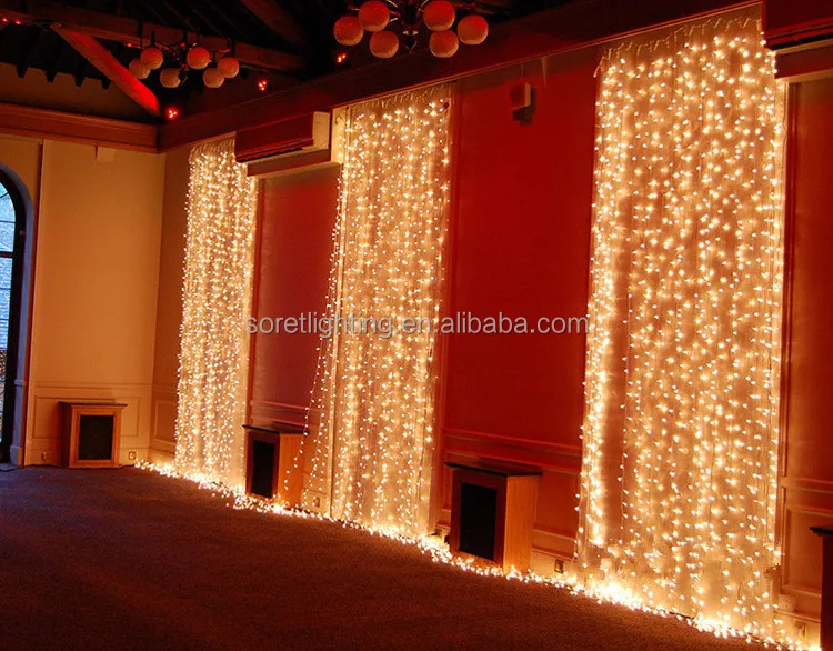 Белый кабель, синие светодиодные занавески на заказ, светодиодный светильник, настенное украшение, освещение «Водопад» в виде сосулек, рождественские огни