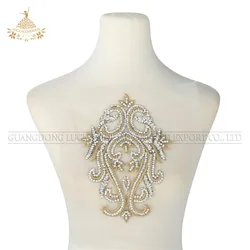 Wholesale bling bling crystal whole piece cover body lace patch rhinestone appliques