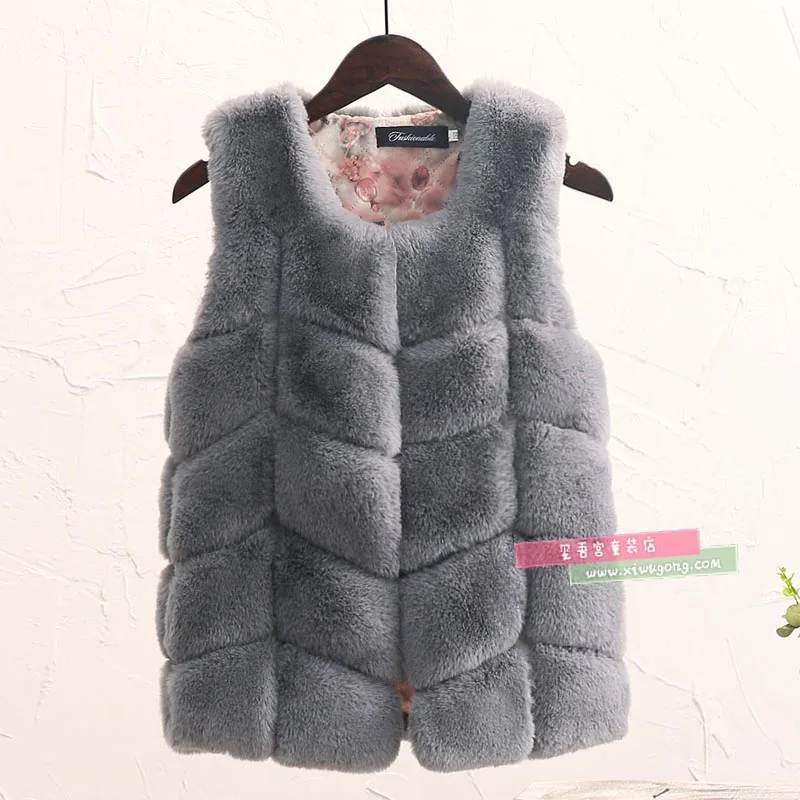 
Girls Soft Faux Fur Warm Waistcoat Sleeveless Jacket Coat Fur Vest For Children Kids 
