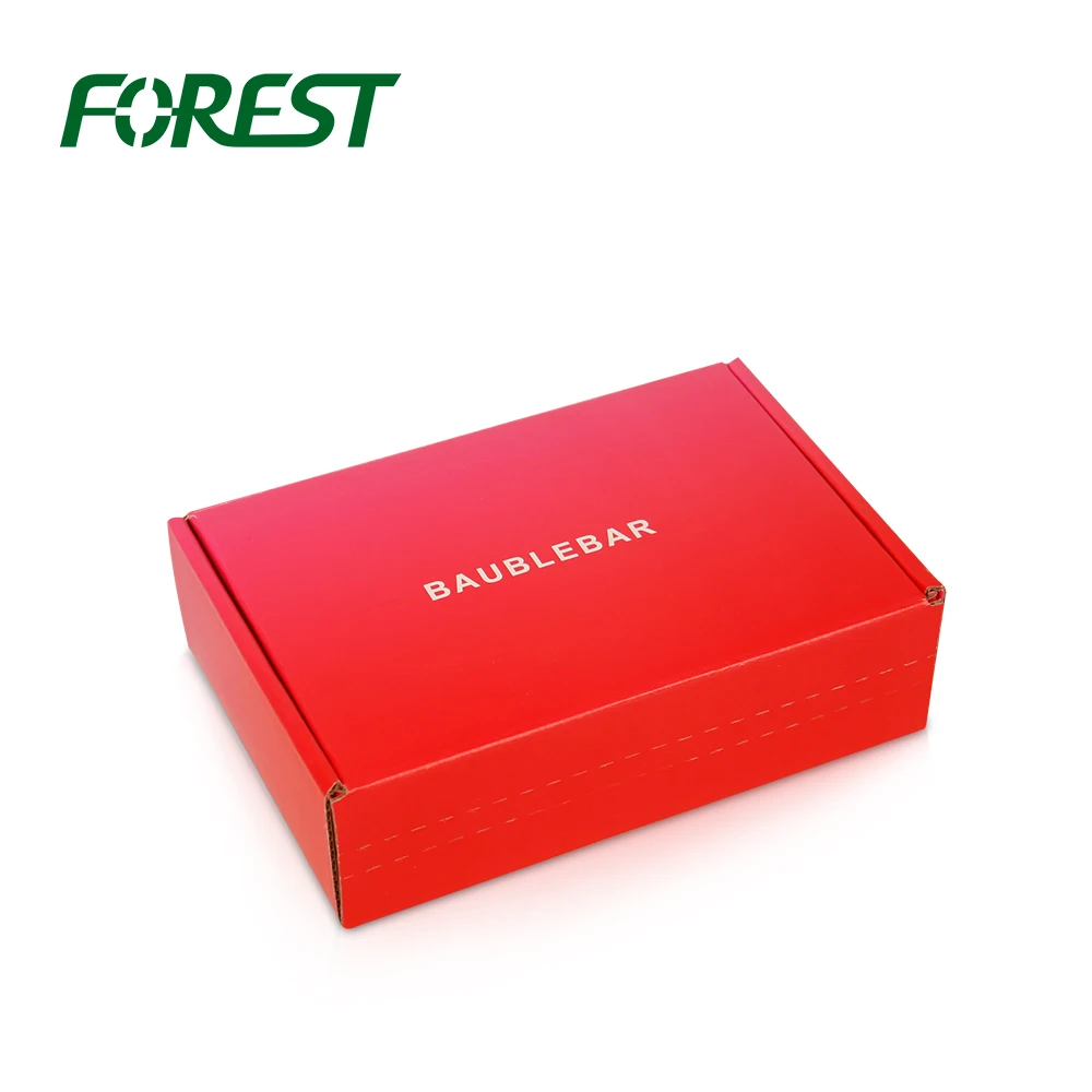 Factory direct red colored corrugated paper outer carton box with logo print