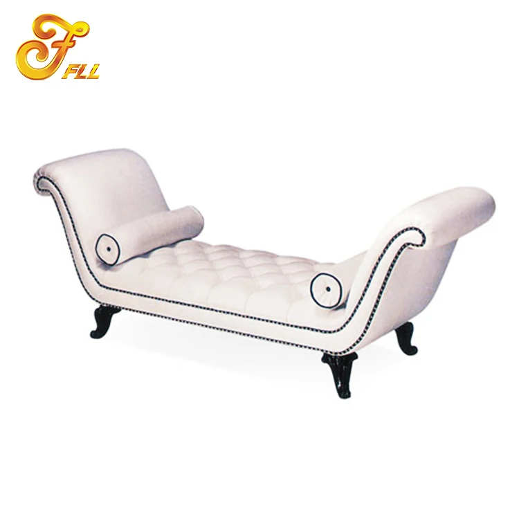Modern home bedroom American style wood leather chaise lounge