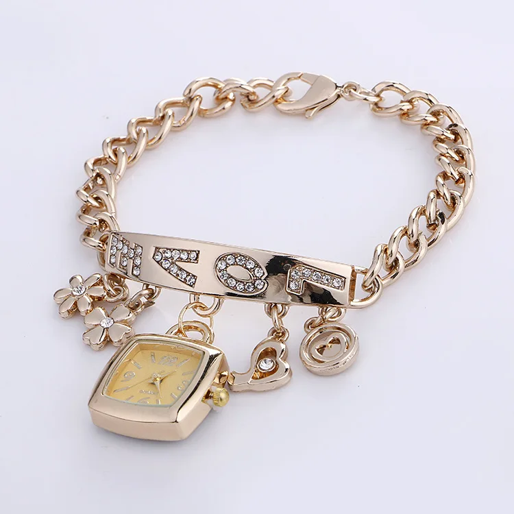 
Hot Fashion Alloy Diamond Pendant Bracelet Watch High-end Ladies Quartz Watch Fashion Women Watch 