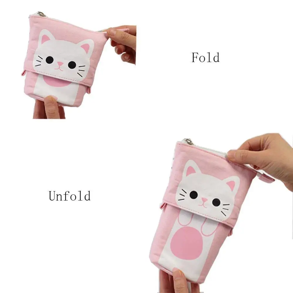Telescopic Wholesale Kids Cartoon Lovely Custom  Organizer Box For School Girls Children Kids Pencil Case Pink Bag