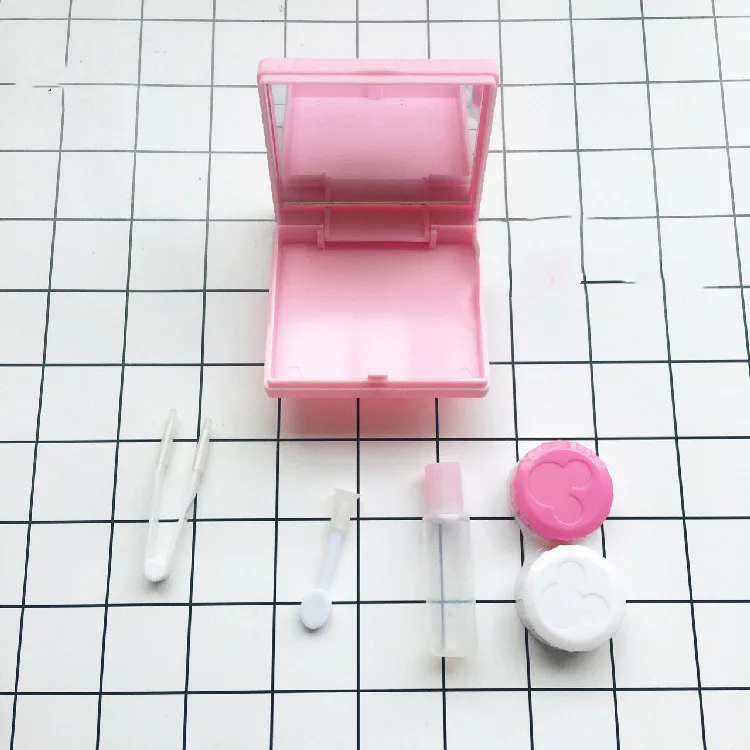 Little square cookie contact lenses packaging box colorful contact lens display portable case wholesale