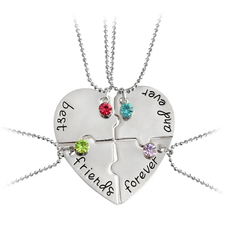 BFF Necklaces For 4 best friends forever Puzzle charm Necklace women Friendship Necklace Bestfriend Family Jewelry Gift women
