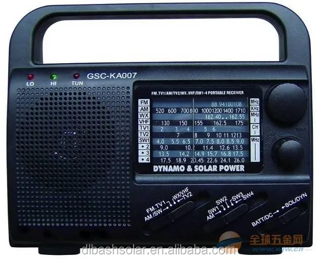 portable radio fm am bands solar power