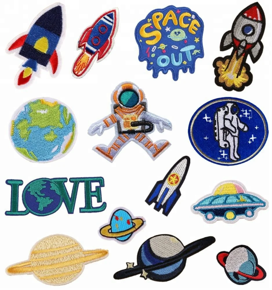 
embroidered patches for kids earth Planet space patch for clothes 