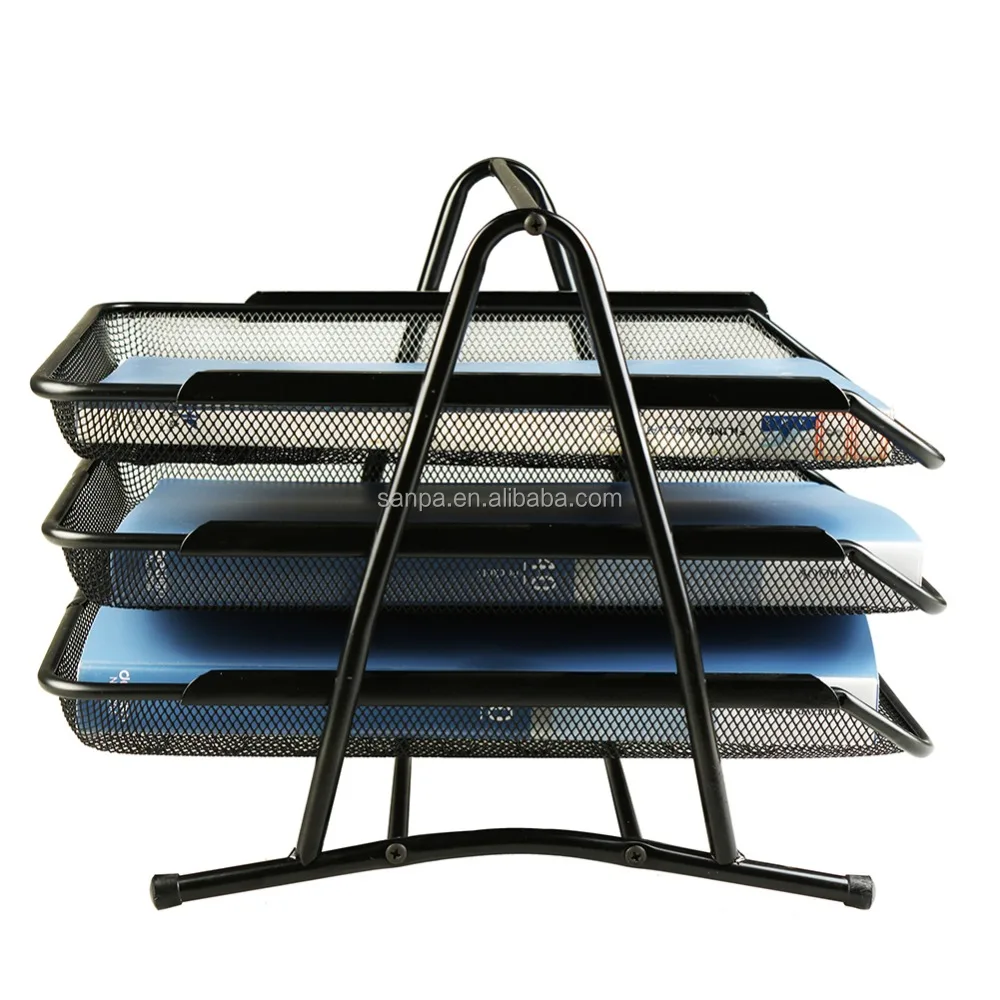 
High Quality Office Stationery Metal Mesh 3-Tier Document Tray / A4 Paper Tray 